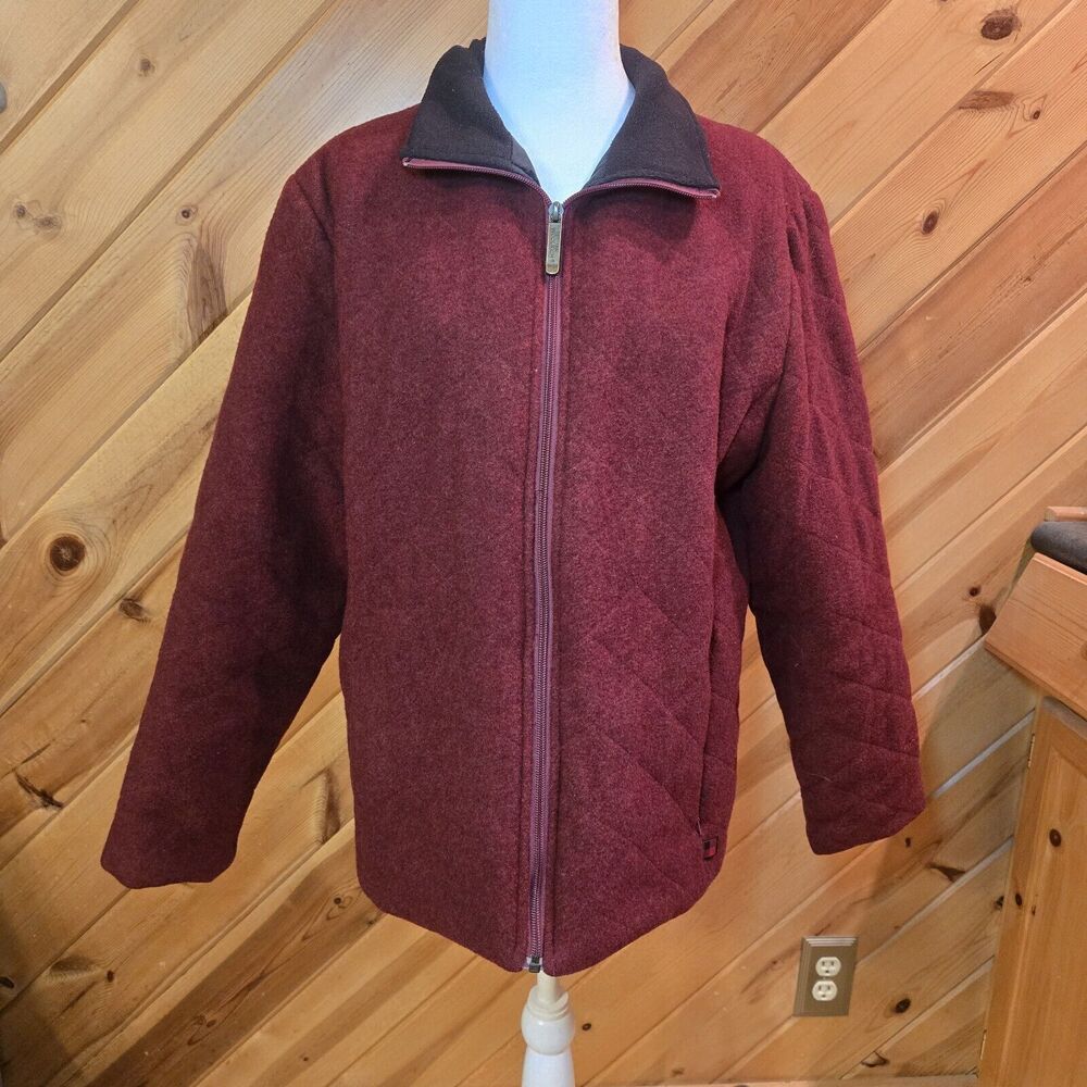 Woolrich Womens Insulated Wool Ruby Red Full Zip Jacket Large